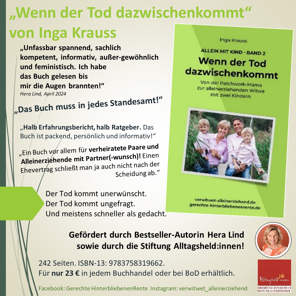 Werbung für das Buch Wenn der Tod dazwischenkommt